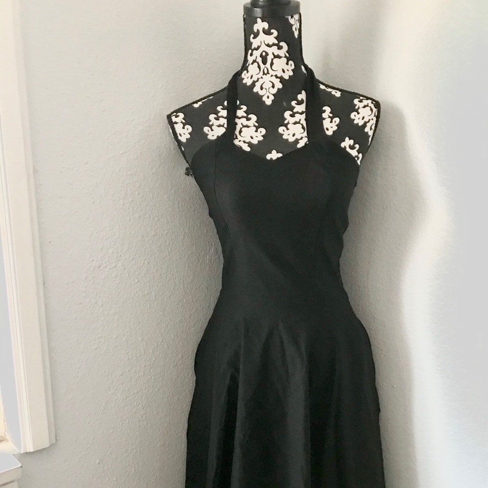 Retro Halter 50s style black dress